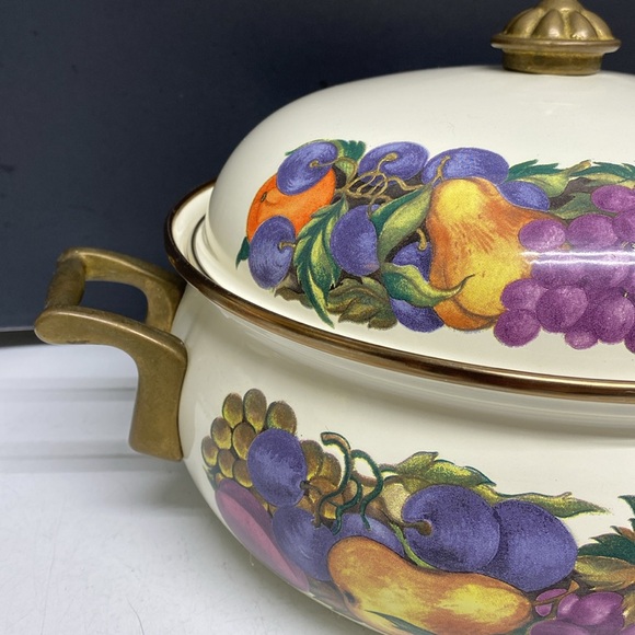 Fissler Asta Lincoware Casserole Dish Cornucopia Fruit Enamelware Dutch Oven - Picture 7 of 17